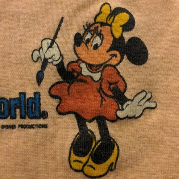 Walt Disney World Minnie mouse Rare vintage 1978 peach‎ t-shirt size 8-10Y - Picture 5 of 7